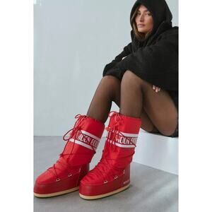 NEW Moon Boots ICON Nylon High Size 6 Red Retail $285